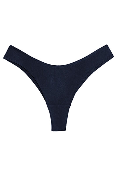 Yohannes Club Women'S, Cotton Basic Thong String Panties, Pack of 4, Navy Blue, Minimal String