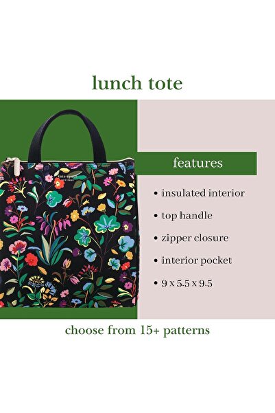 kate spade new york Insulated Soft Portable Lunch Bag - Autumn Floral, Black