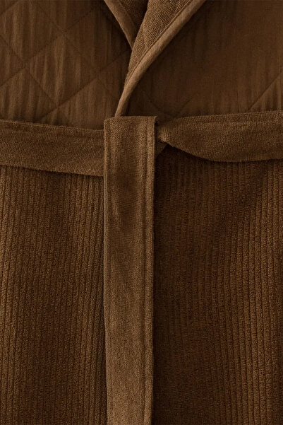 Ecocotton Hüma Women's Brown 100% Organic Cotton Medium Quilted Bathrobe