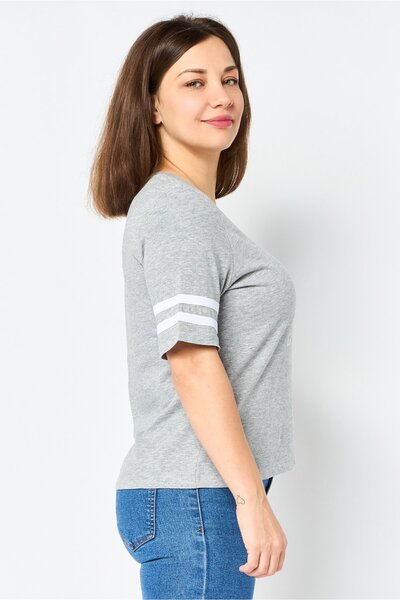 Brave Soul Women Crew Neck Short Sleeve Graphic Print T-Shirt, Light Grey