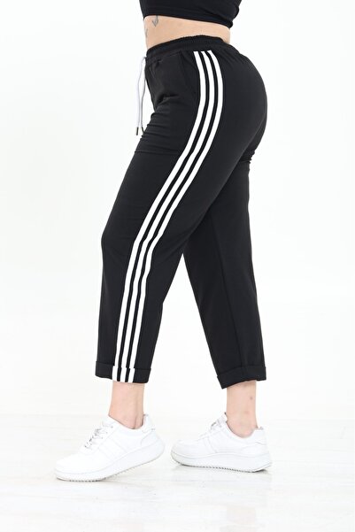Esina Women's Sweatpants Capri Size Striped Detail