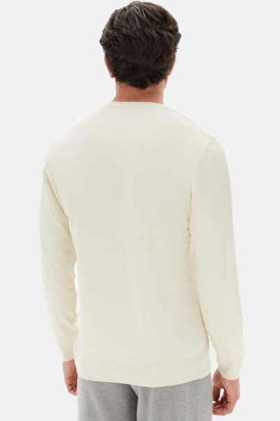 D'S Damat Ds Damat Regular Fit Ecru Plain Knit Sweater