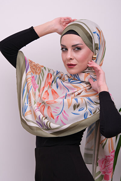49eyşanipek Vibrant Floral Patterned Digital Soft Shawl