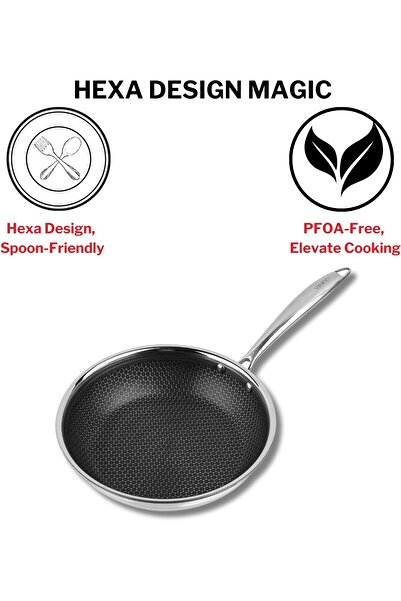 Vinod SAS Pro Platinum Triple Stainless Steel Frypan - 22 cm (Induction Compatible)