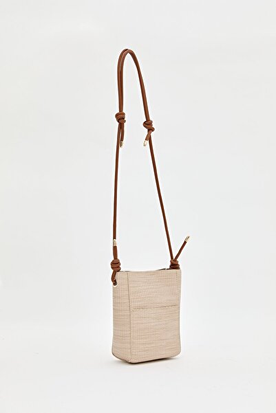 Nihan Çapraz Askılı Örgü Mini Çanta Ten