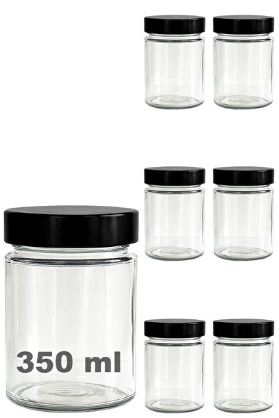 Afracam 350 ml Jar with Black Deep Lid 350 Cc Transparent Jam, Marmalade Glas...