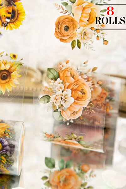 Kolbi Craft 1 Rulo Şeffaf Turuncu Pet Bant Kesimli 5cmx2m Scrapbook Bullet Jo...