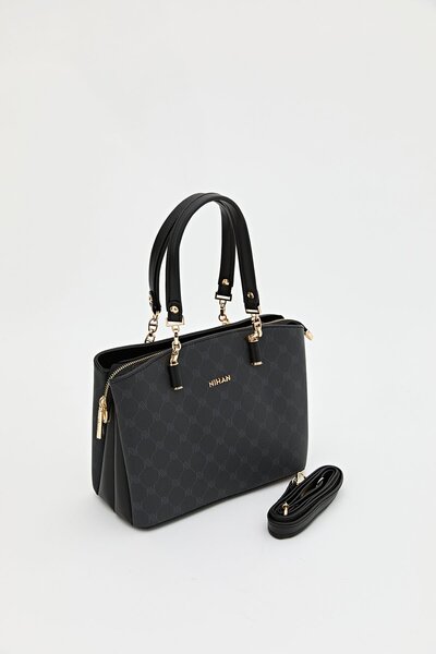 Nihan Monogram Shopper Çanta Siyah