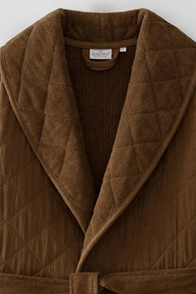 Ecocotton Hüma Women's Brown 100% Organic Cotton Medium Quilted Bathrobe
