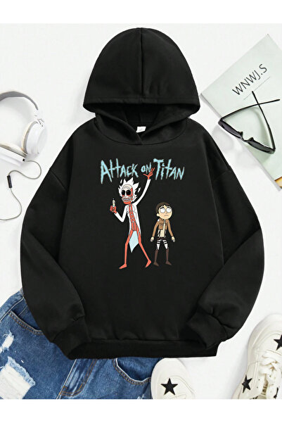 SVART WEAR Атака на Титан Печатана 100% памучна детска суитшърт с качулка и к...