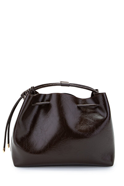 minebag Ruched Detail Yavru Çantalı Elin Women's Crossbody Bag Brown