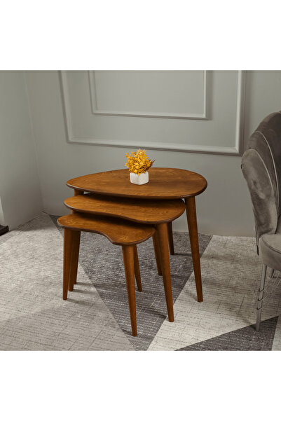 Trihome Modern Masif Huş 3’lü Zigon Sehpa Takımı – Dayanıklı & Şık Tasarım - ...