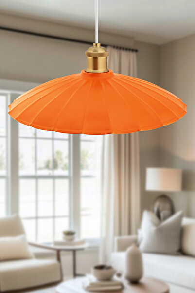 İstanbul Avize Bahar Tekli Turuncu Metal Eskitme Başlıklı Sarkıt Sıvama Antik...