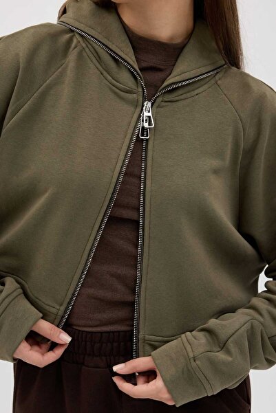 Buly Φούτερ με φερμουάρ και λεπτομέρεια με κουκούλα