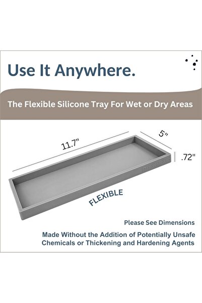 Generic Spacewiser Vanity Counter Tray - 11.7-inch Break-Resistant Silicone Bath & Kitchen Tray (Rectangular