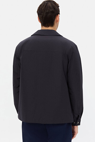 D'S Damat Ds Damat Regular Fit Navy Blue Plain Coat