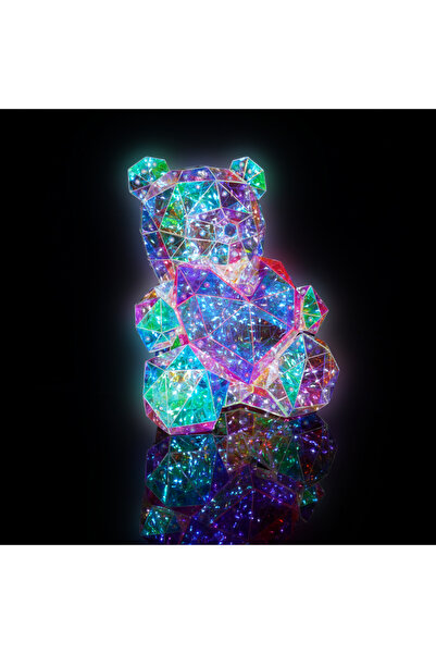 Crioflowers Teddy Bear Heart Pink Led 30cm