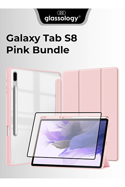 Glassology جراب مغناطيسي فاخر مع زجاج مقسّى لجهاز Samsung Tab S8