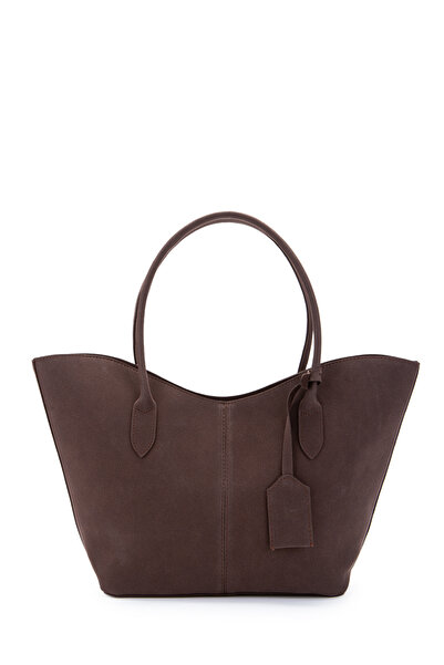 minebag Double Handle Suede Hype Women's Shoulder Bag Brown