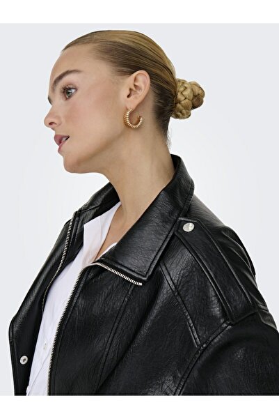 ONLY Women's Black Onlaris Faux Leather Jacket Otw Jacket 15360229-Black