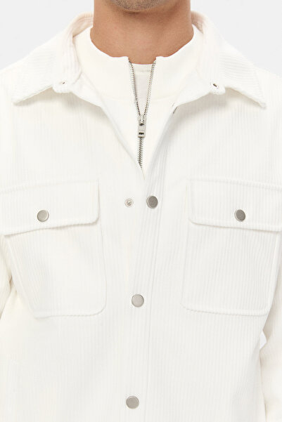 D'S Damat Ds Damat Regular Fit Ecru Plain Shirt Coat