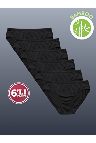 Ervanur 6 Pack Bamboo Plain Bikini - Özten201-6Li-Pk-Si̇yah-M
