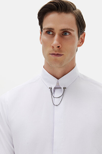 Twn Slim Fit White Striped Shirt