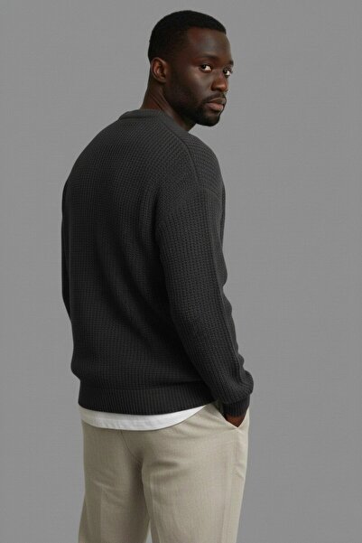 WKM Men's Oversized Cut Crew Neck Knitted Sweater