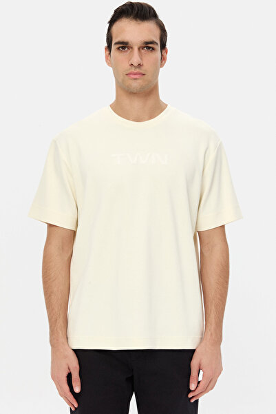 Twn Μπλουζάκι Relaxed Fit Ecru μονόχρωμο