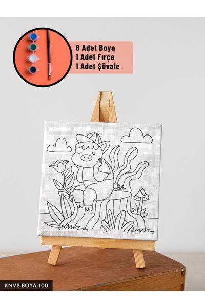 CeSht Canvas Painting Set with Easel Includes Easel, Brush, Paint