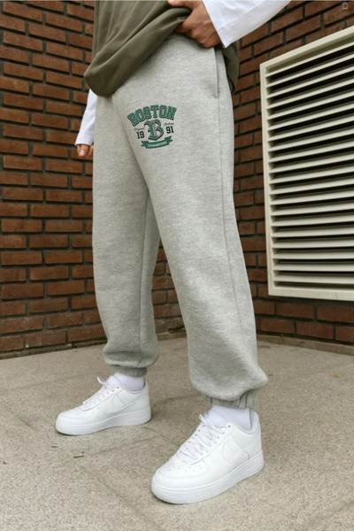 EydaMoon Ανδρικά χειμερινά βαμβακερά ελαστικά παντελόνια Boston με τύπωμα