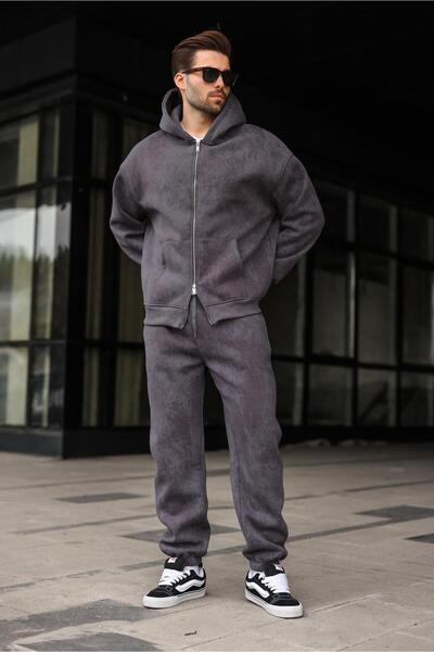 Madmext Smoked Double Zipper Hooded Tracksuit Set E7175