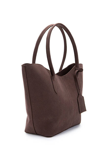 minebag Double Handle Suede Hype Women's Shoulder Bag Brown