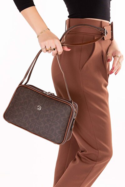 Gondol Women's Daily Crossbody Bag Gp.1327 Brown Text