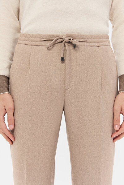 D'S Damat Ds Damat Regular Fit Beige Gabardine Jogger Pants