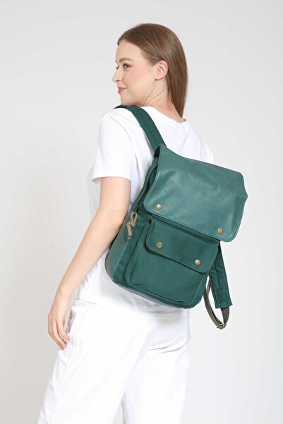 street&bagdnz Geronimo Leather Cover Backpack Daily Use Camping Travel Bag School Bag