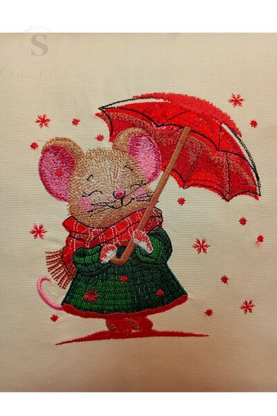 shules collection Bianca Embroidered Ruffled Buldan Linen Pillowcase with Umbrella (43 X 43) 1 Piece Without Filler