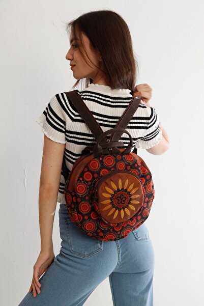 street&bagdnz Fargin Etnik Otantik Bohemian Tarz Yuvarlak Sırt Çantası