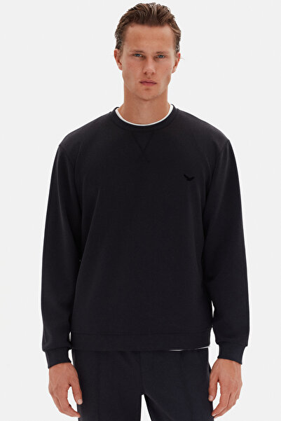 D'S Damat Ds Damat Regular Fit Black Plain Sweatshirt