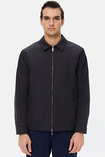 D'S Damat Ds Damat Regular Fit Navy Blue Plain Coat