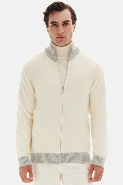 D'S Damat Ds Damat Regular Fit Ecru Melange Cardigan