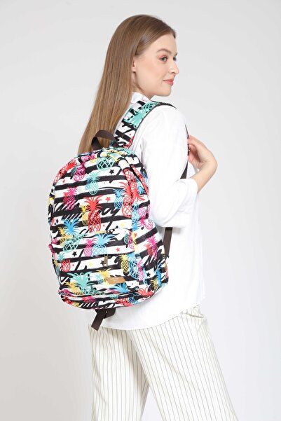 street&bagdnz Rucsac unisex cu model de fructe tropicale în dungi, rezistent la apă, pentru uz zilnic, pentru călătorii la școală, pentru camping
