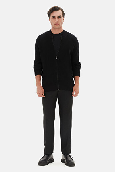 Twn Slim Fit Black Plain Cardigan