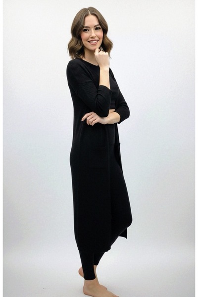 rushana Women's 125cm Long Pocketed Loose Knit Cardigan