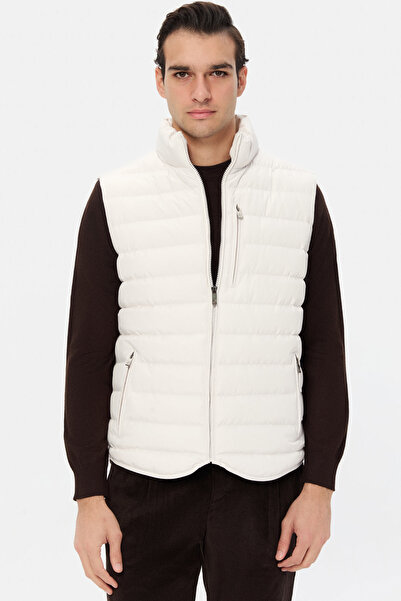 D'S Damat Ds Damat Regular Fit Ecru Plain Vest Coat