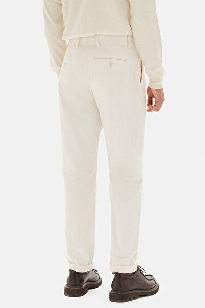D'S Damat Ds Damat Comfort Fit Ecru Corded Fabric Velvet Fabric Trousers