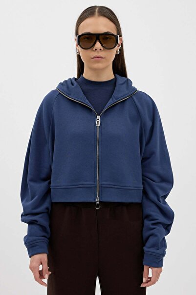 Buly Φούτερ με φερμουάρ και λεπτομέρεια με κουκούλα