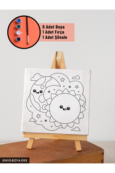 CeSht Şövaleli Kanvas Tablo Boyama Seti Şövale Fırça Boya Dahildir