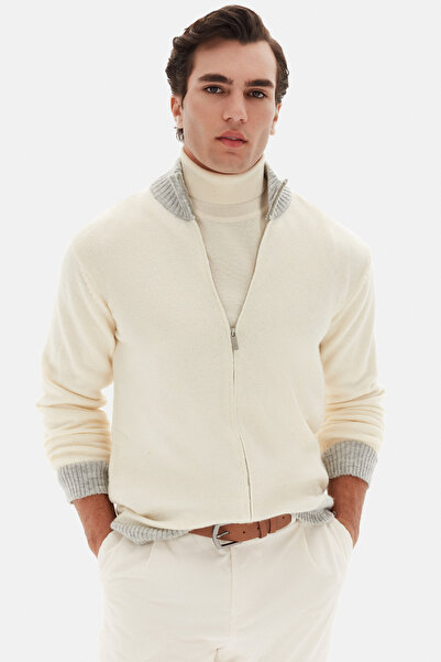 D'S Damat Ds Damat Regular Fit Ecru Melange Cardigan