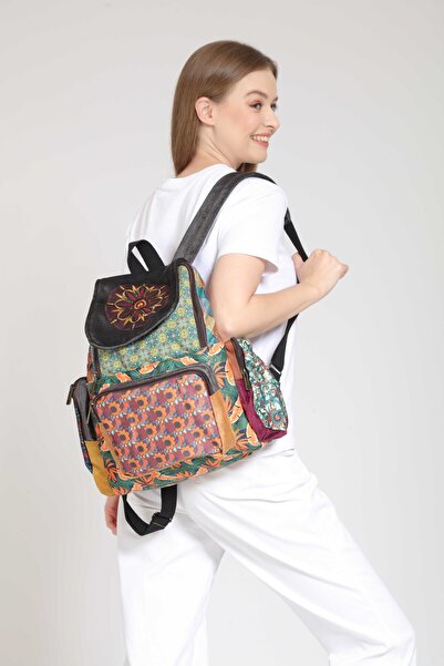 street&bagdnz Patchwork Tasarım Etnik Otantik Bohem Sırt Çantası Günlük Seyahat Kullanım Parçalı Desen